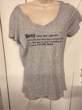 Joe Boxer Gray V-Neck 'Bossy' Graphic Tee
